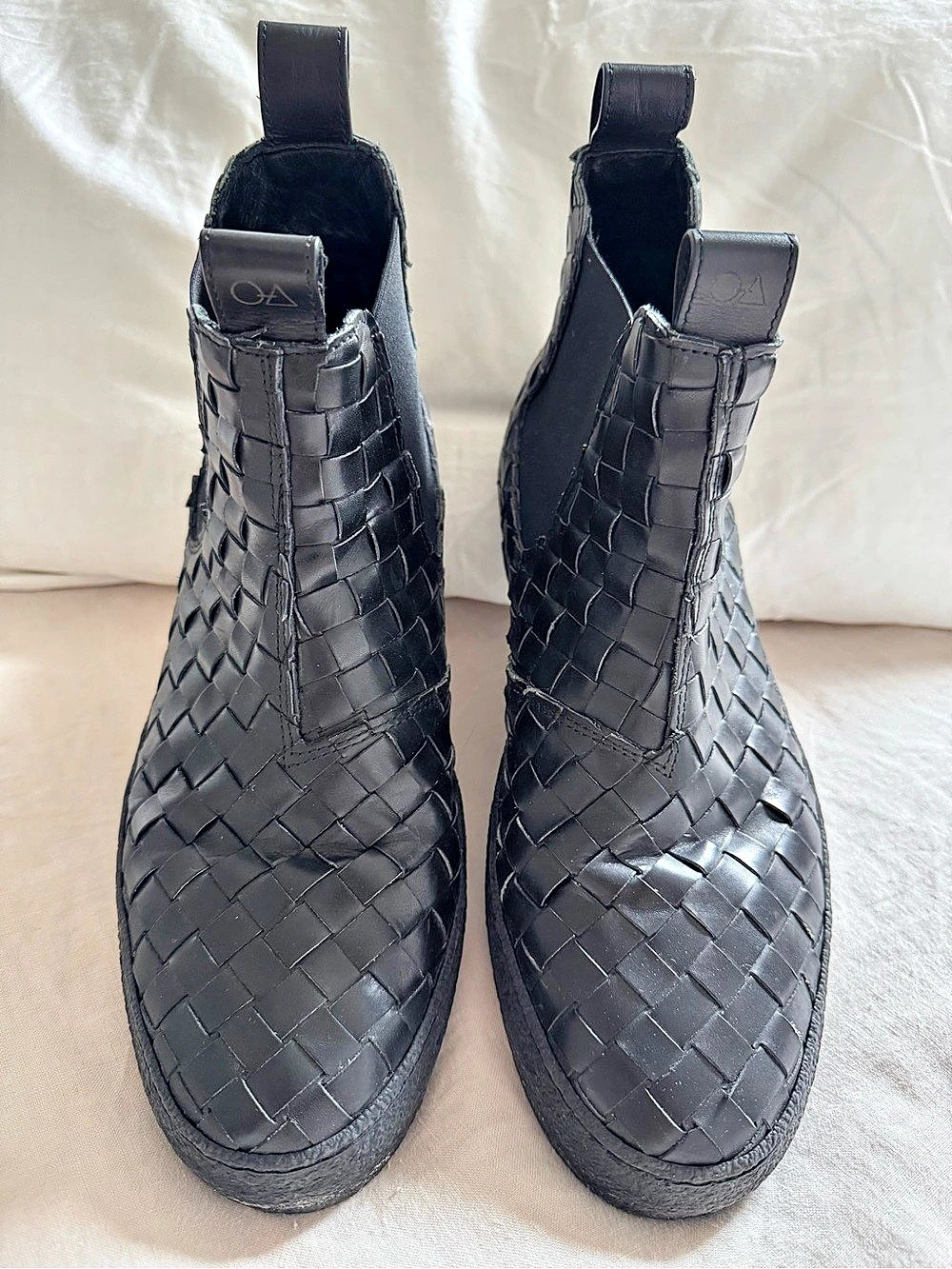 OA Non-Fashion Woven Leather Chelsea Boots – Black, Made in Italy